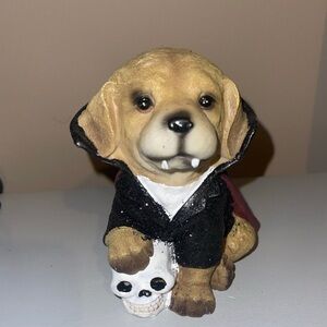 Spooky village LED dracula golden retriever decor